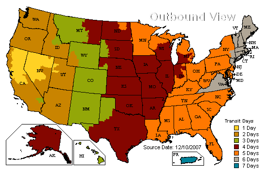ups ground transit time map