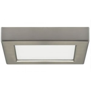 5.5 inch square LED ceiling light, brushed nickel, 2700K